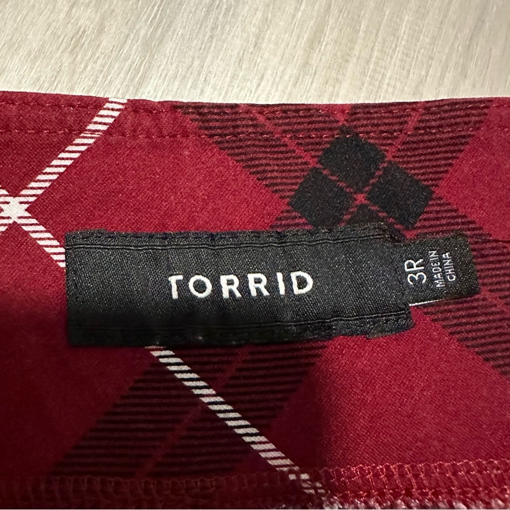 Torrid Red Premium Ponte Pixie Plaid Pull On Pant… - image 7